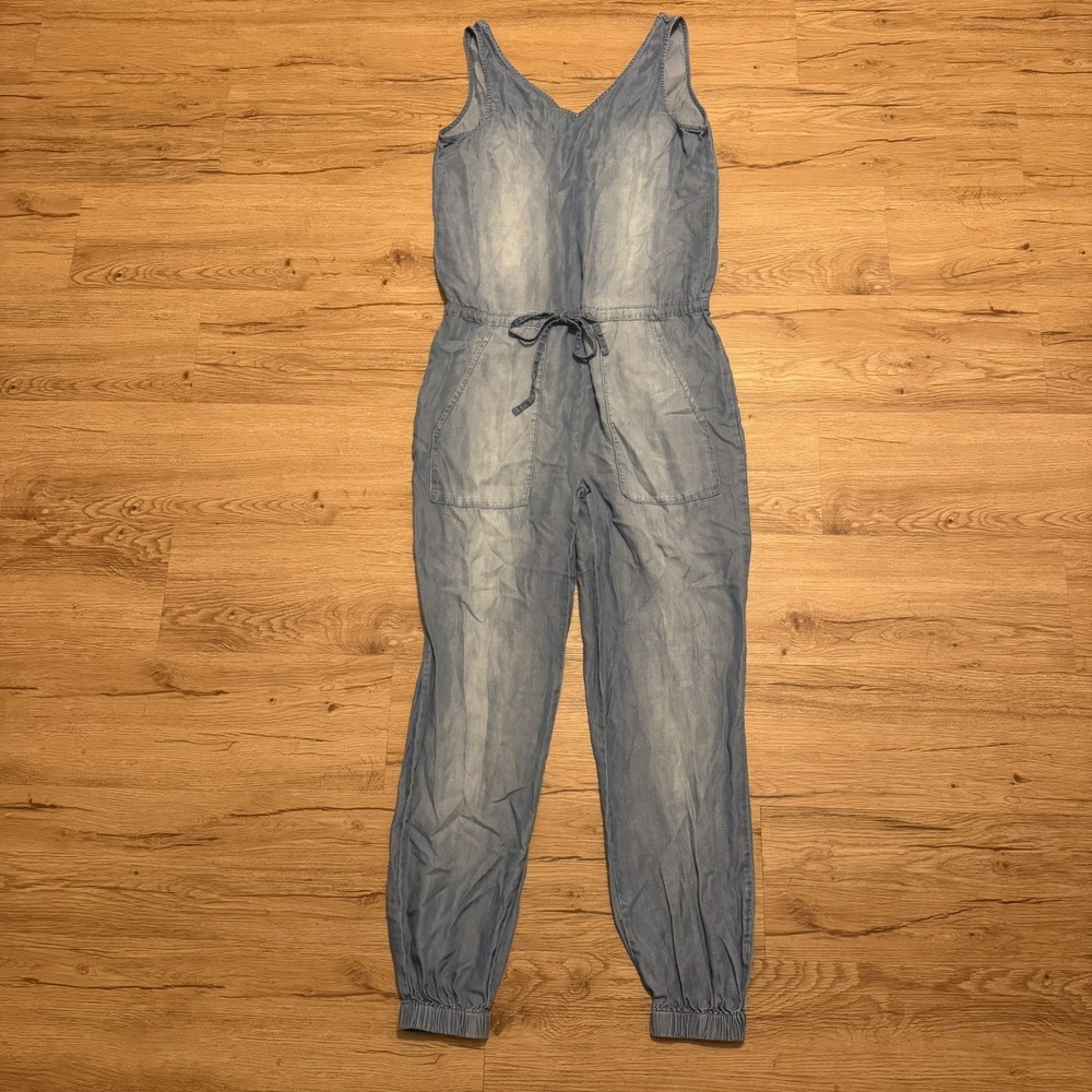 Zenana Outfitters‎ Denim Adjustable Strap Baggy Jumpsuit Size XS